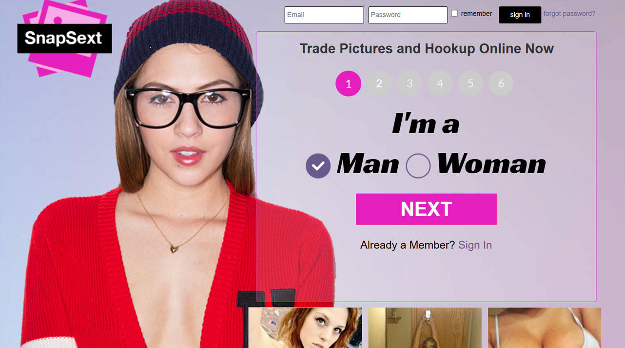 SnapSext homepage showing chat-first interface and active messaging layout